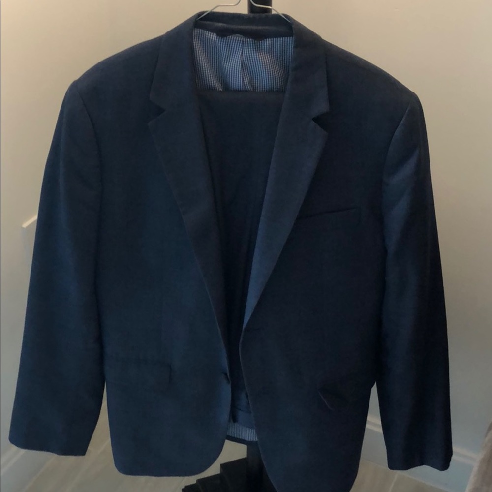 Navy Banana Republic suit with pattern
